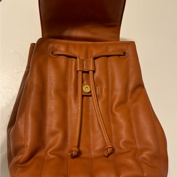 Fawn Design Backpack The Quilted Cinch Backpack Brown Matte NEW NWT - Picture 4 of 9